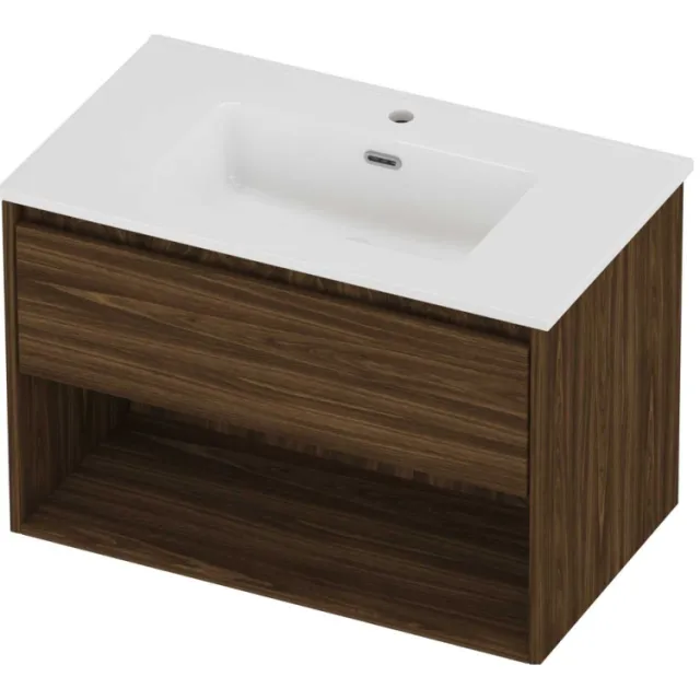 Proline Tribute Badmeubelset Porselein Elegant Met Schap 80x46x54 cm Glans Wit Cabana Oak Eiken