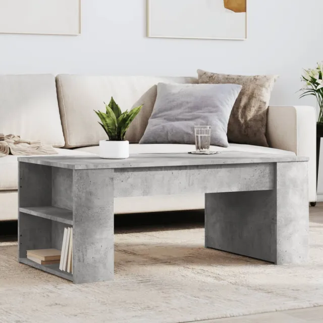vidaXL Salontafel 102x55x42 cm bewerkt hout betongrijs grijs, foto 2