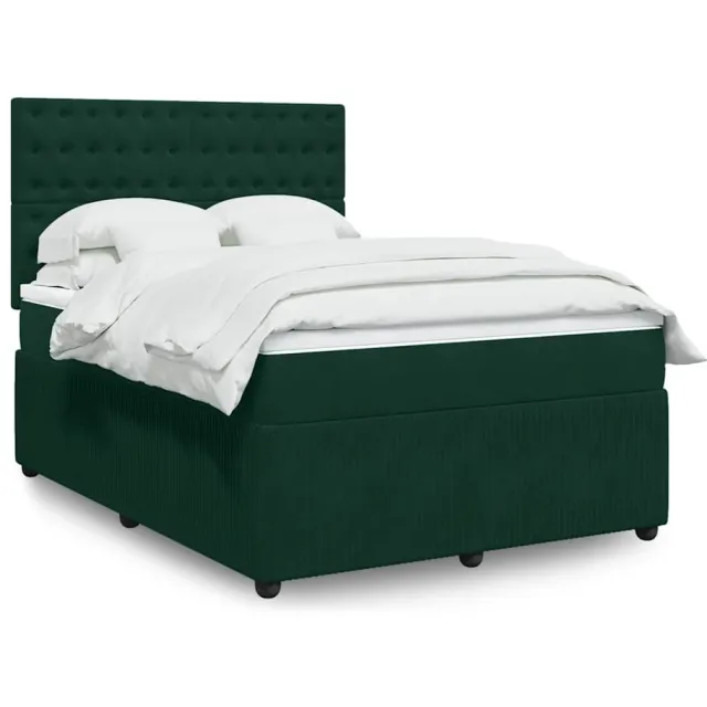 vidaXL Boxspring met matras fluweel donkergroen 160x200 cm groen
