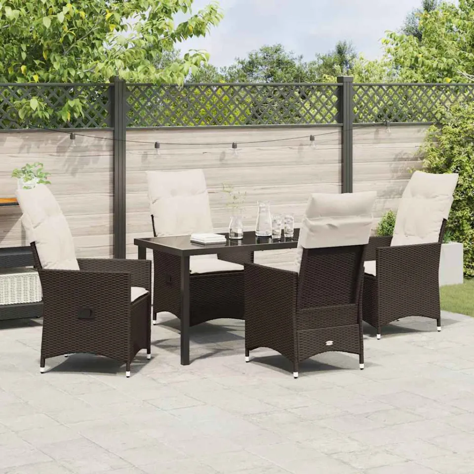 vidaXL Tuin eettafelset 5 st Bruin poly rattan, foto 3