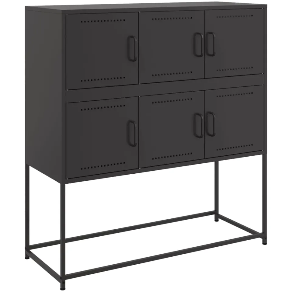 vidaXL Dressoir 100,5x39x107 cm staal zwart