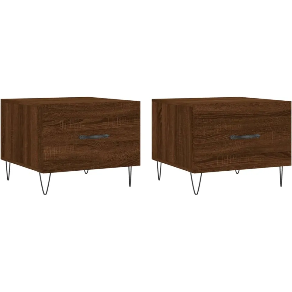 vidaXL Salontafels 2 st 50x50x40 cm bewerkt hout bruin eikenkleur