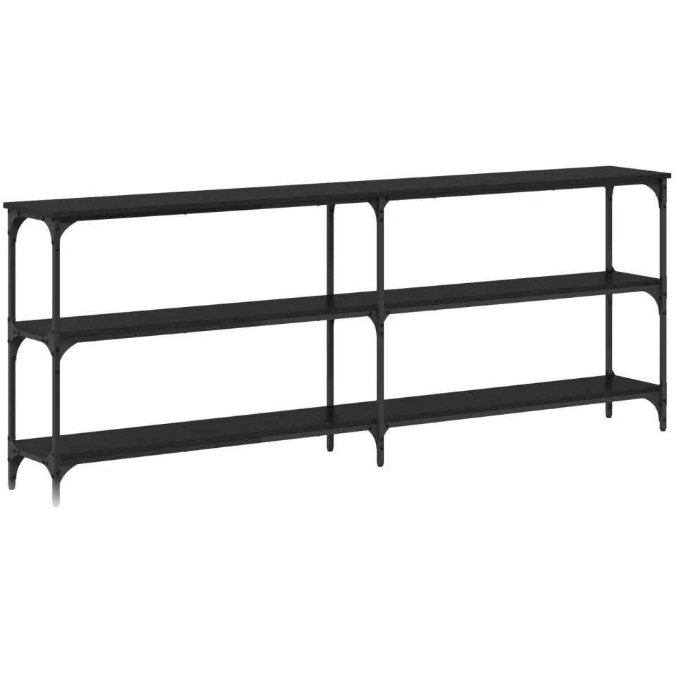 vidaXL Wandtafel Zwart eiken 200 x 29 x 75 cm Geperst Hout en Metaal, foto 3