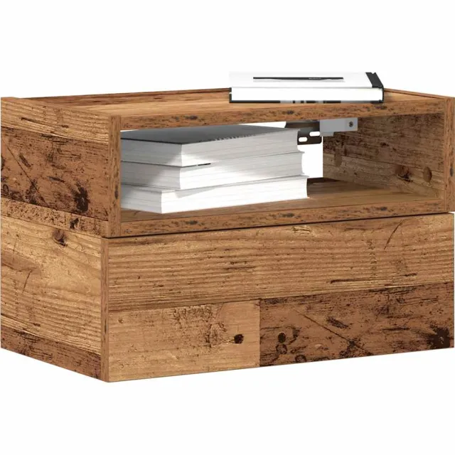 vidaXL Nachtkastje wandgemonteerd 45x26x28,5 cm oud houtkleurig Bruin