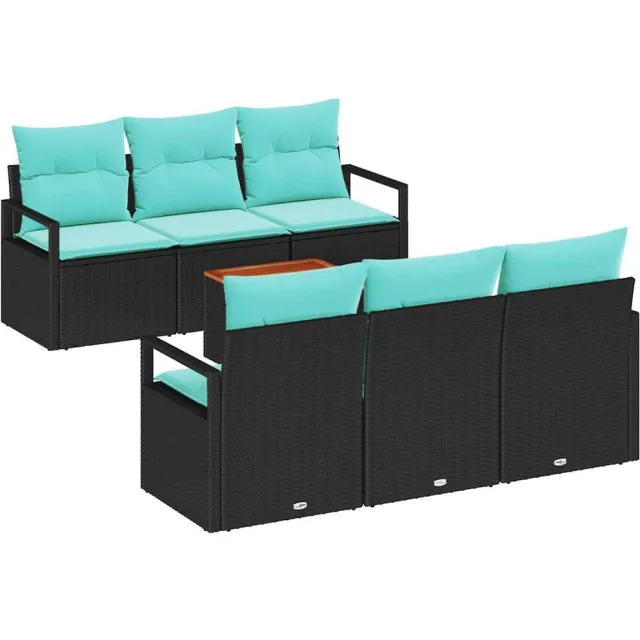 vidaXL Tuinbankenset 7 st Zwart poly rattan