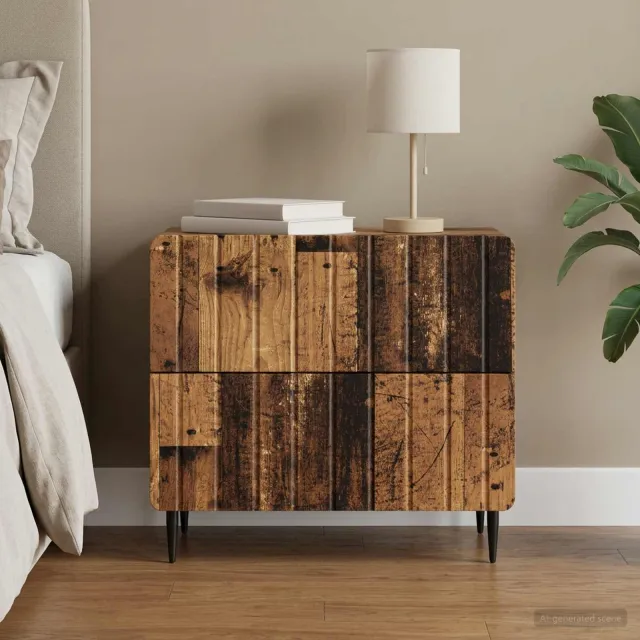 vidaXL Nachtkastje Oud hout 62 x 34,5 x 49,5 cm Bewerkt hout bruin, foto 2
