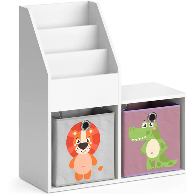 Vicco Luigi Kinderboekenkast – 30.9 x 79 cm Mini, met 2 vouwboxen opt.3 Wit