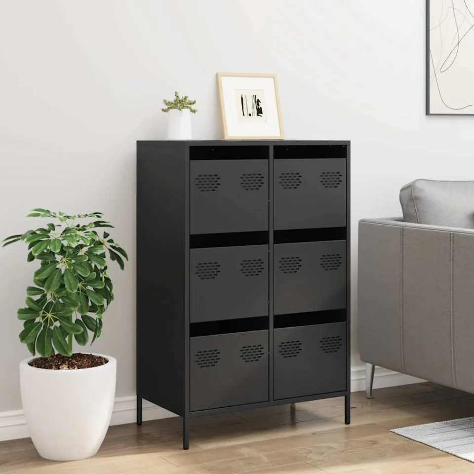 vidaXL Hoge kast 68x39x101,5 cm staal zwart, foto 2