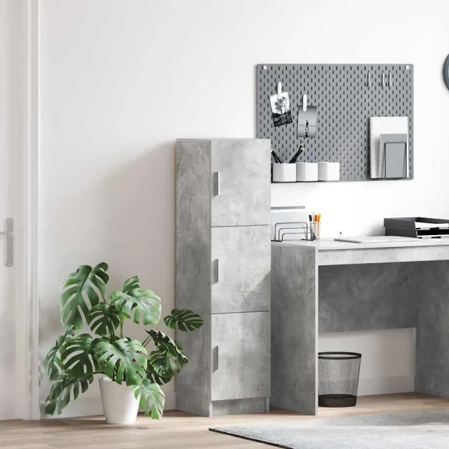 vidaXL Hoge kast Beton Grijs 31.5 x 32 x 122.5 cm