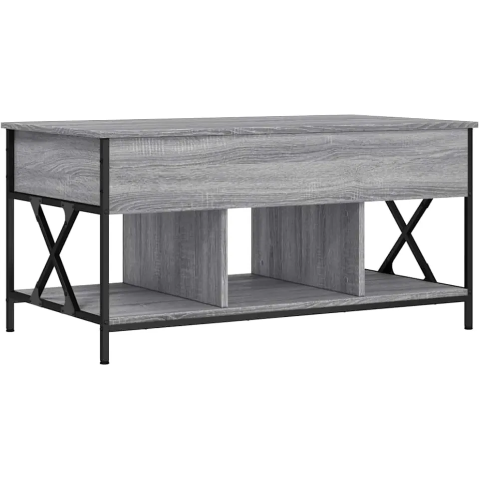 vidaXL Salontafel 100x55x50 cm bewerkt hout en metaal grijs sonoma