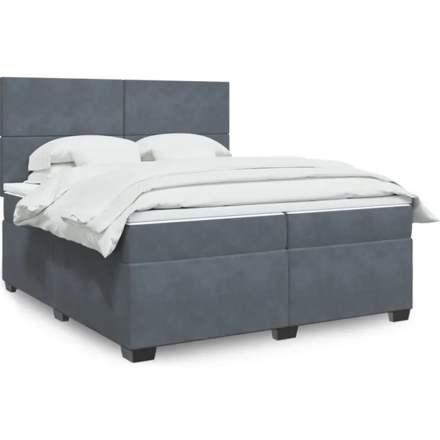 vidaXL Boxspring met matras fluweel donkergrijs 200x200 cm grijs