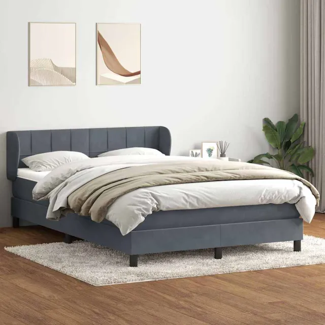 vidaXL Boxspring met matras fluweel donkergrijs 160x210 cm grijs