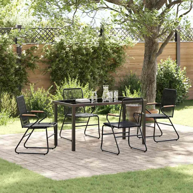 vidaXL Tuin eettafelset 5 st Zwart Gepoedercoat staal