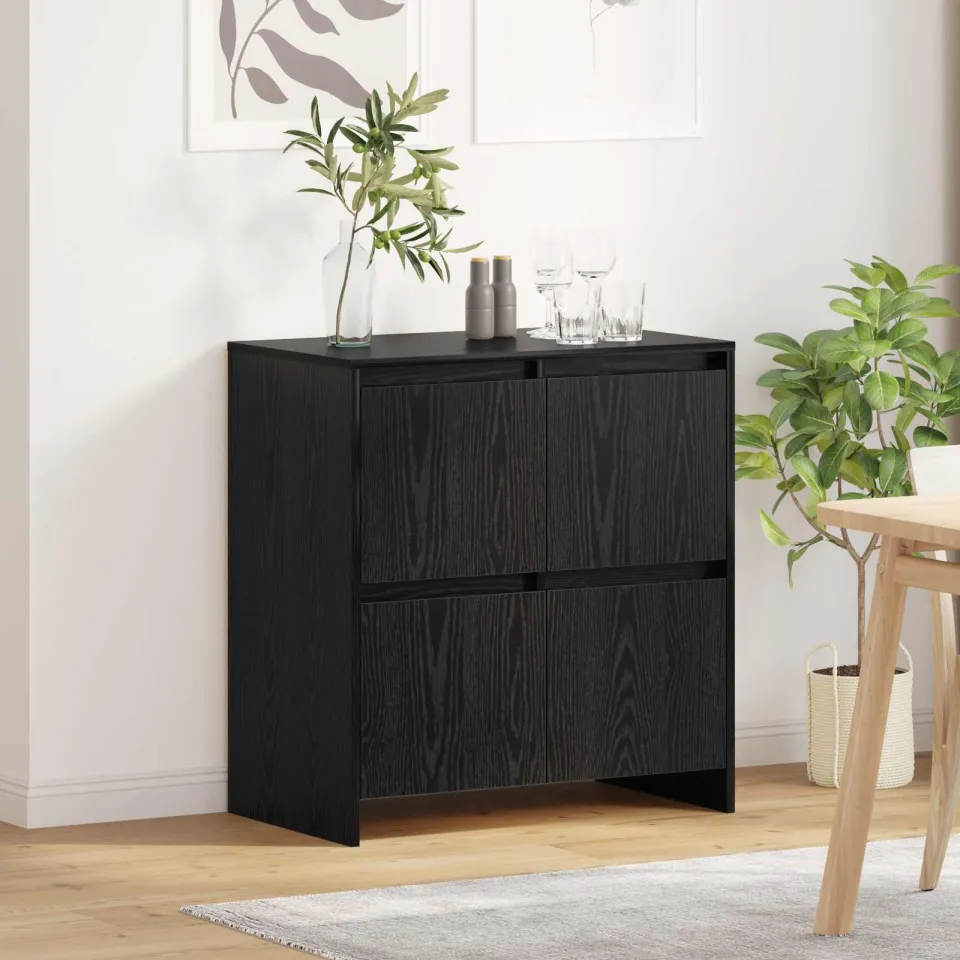 vidaXL Dressoir Zwart Eiken 70 x 41 x 75 cm Bewerkt hout, foto 4