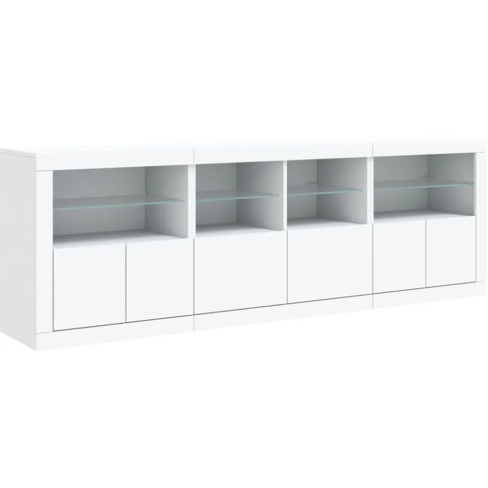 vidaXL Dressoir met LED-verlichting 202x37x67 cm wit