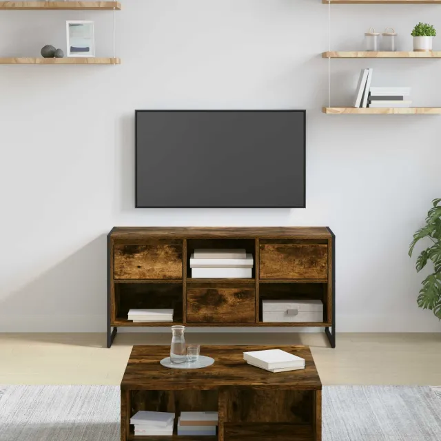 vidaXL TV-kast 100 x 36 x 49,5 cm Rook Eik Bewerkt hout bruin, foto 2