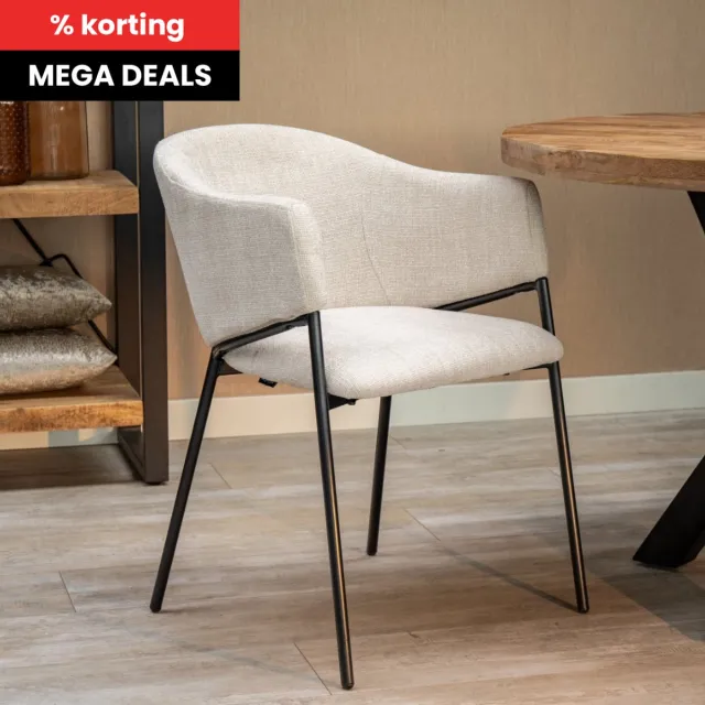 Mahom Eetkamerstoel Dijon Beige met zwart onderstel Mahom Bruin