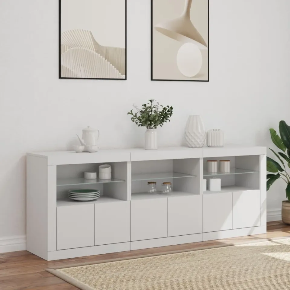 vidaXL Dressoir met LED-verlichting 181,5x37x67 cm wit, foto 3