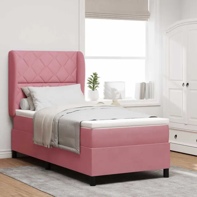 vidaXL Boxspringbed met hoofdeinde Roze 190 x 90 cm Fluweel
