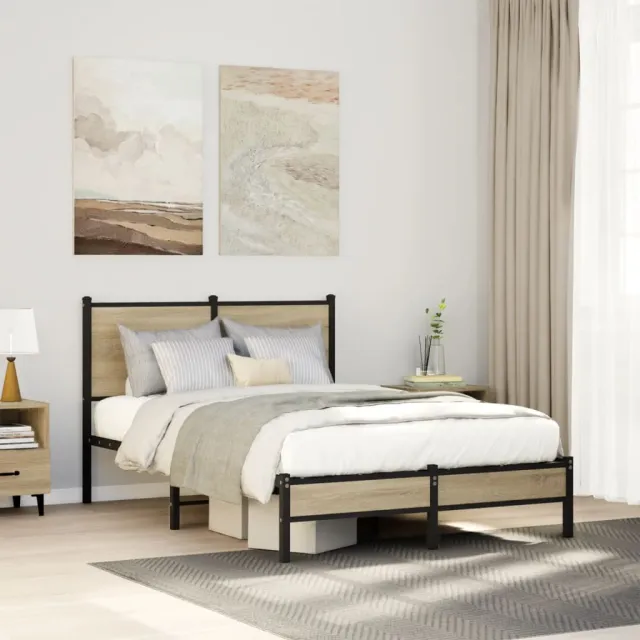 vidaXL Bedframe zonder matras metaal sonoma eikenkleurig 120x190 cm