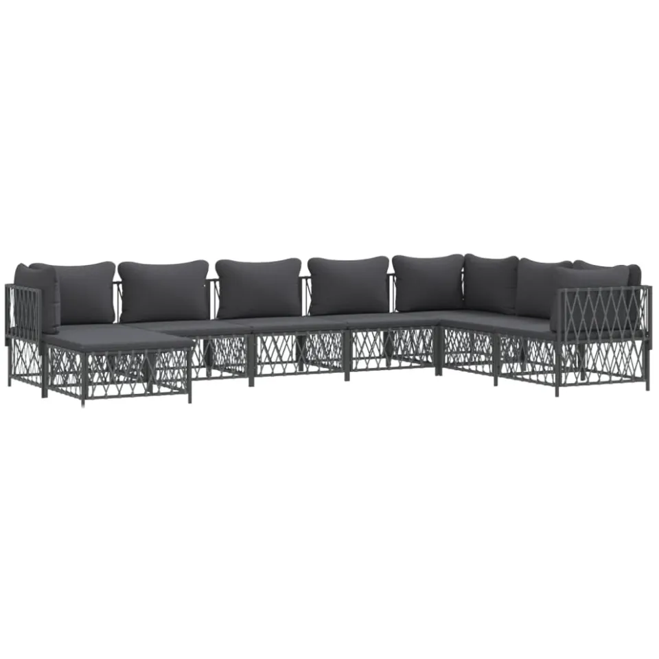 vidaXL 8-delige Loungeset met kussens staal antracietkleurig Anthraciet