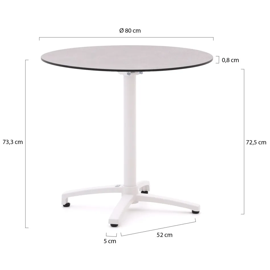 Bellagio tuinmeubelen Bellagio Canzo klaptafel ø 80cm (h:73cm) wit, foto 2
