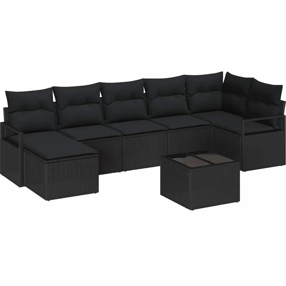 vidaXL Bankstel 8 st Zwart poly rattan