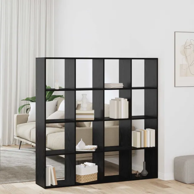 vidaXL Boekenkast 16-laags 137,5 x 29 x 137,5 cm Bewerkt hout zwart, foto 2