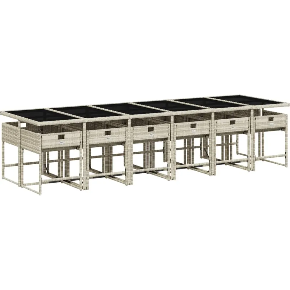 vidaXL 13-delige Tuinset met kussens poly rattan lichtgrijs