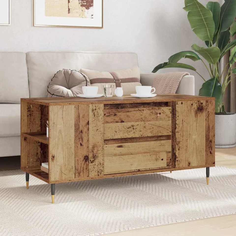 vidaXL Salontafel Oud Hout 102 x 44,5 x 50 cm Bewerkt hout bruin, foto 3