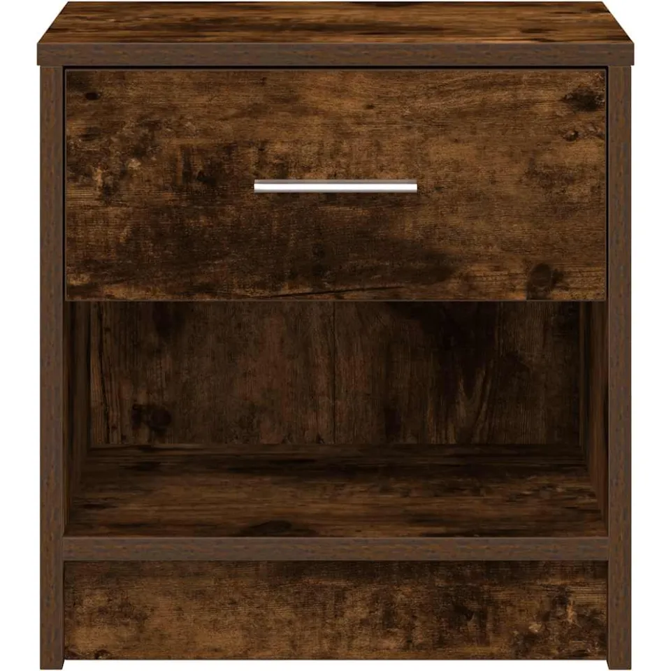 vidaXL Nachtkastjes 2 st met lade 39x28x41 cm gerookt eikenkleurig Wit