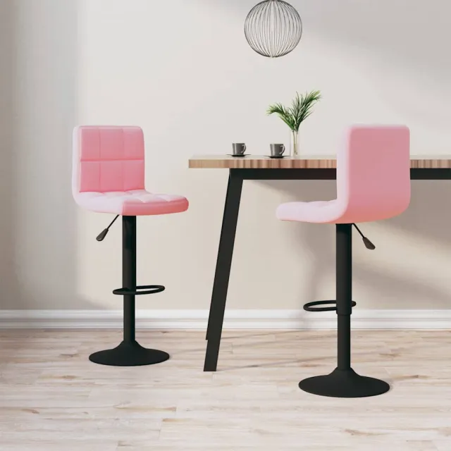 vidaXL Barkrukken 2 st fluweel roze, foto 2