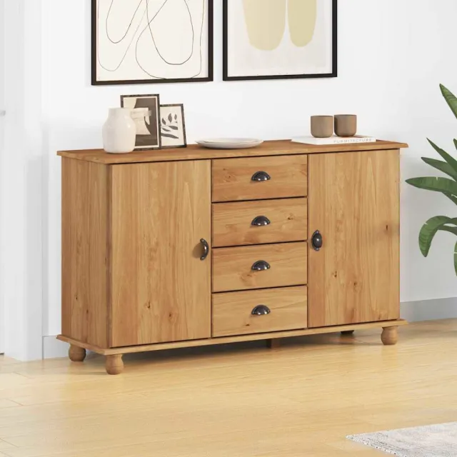 vidaXL Dressoir ASKIM 133,5 x 40 x 79 cm Massief grenenhout bruin, foto 2