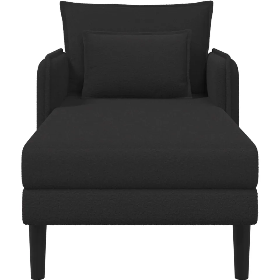 vidaXL Grote chaise longue Zwart Bouclé