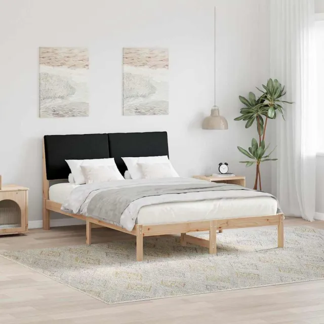 vidaXL Bedframe Bruin en zwart 160 x 200 cm Massief grenenhout