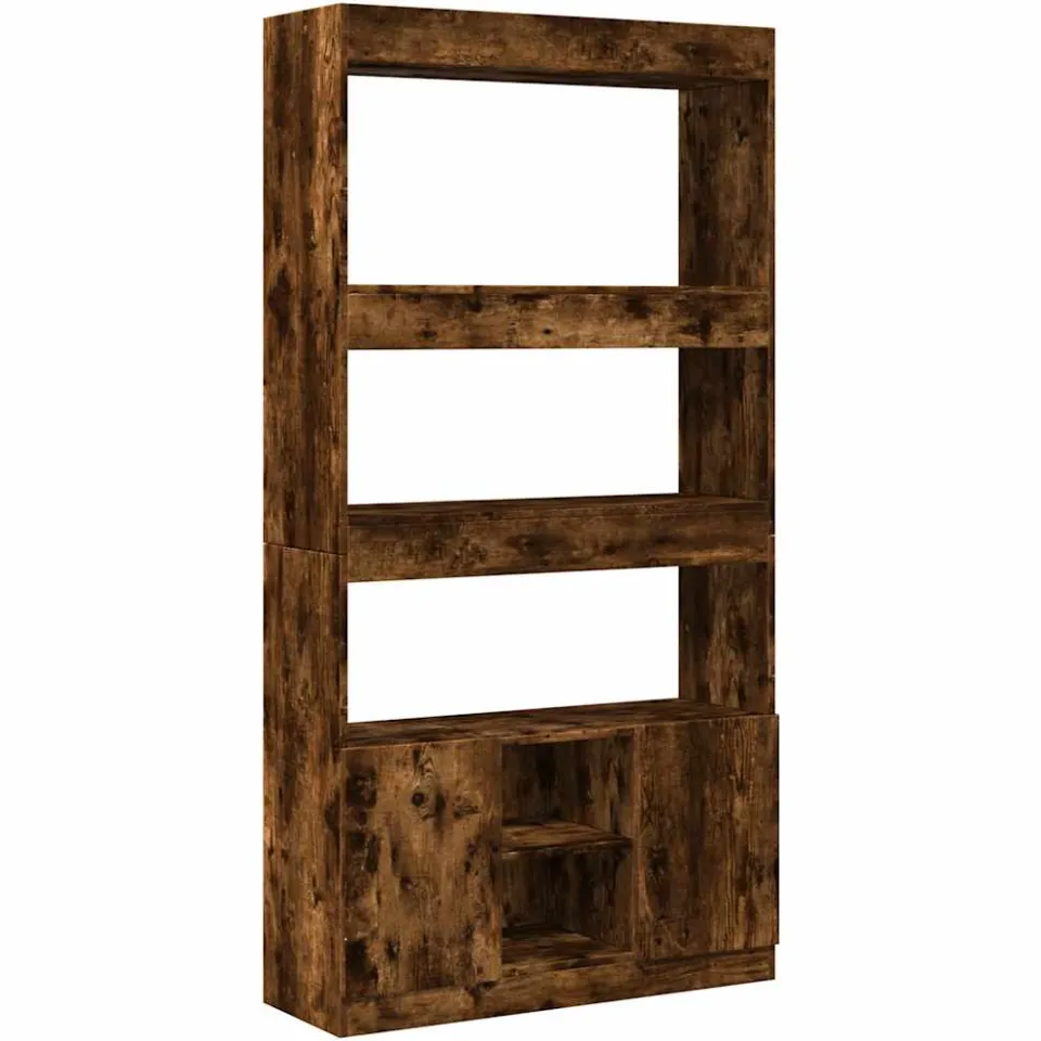 vidaXL Hoge kast 92x33x180 cm bewerkt hout gerookt eikenkleurig, foto 3