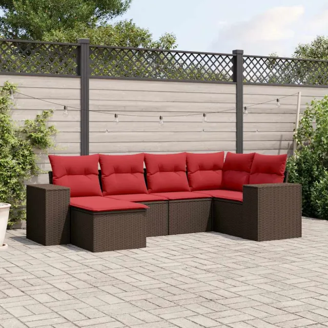 vidaXL 6-delige tuinbankset met kussens, bruin polyrotan, foto 2