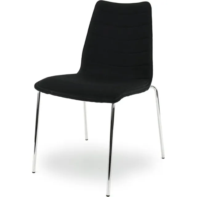 Workliving Verona Eetkamerstoel / Vergaderstoel - Zwart Mirage - Chroom onderstel Zwart - Chroom