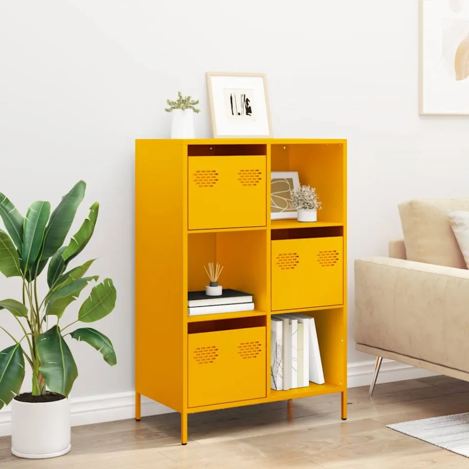 vidaXL Hoge kast 68x39x103,5 cm staal mosterdgeel, foto 2