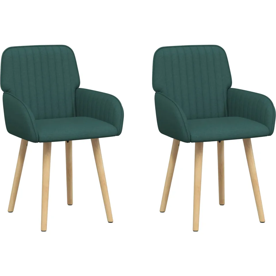 vidaXL Eettafelstoelen 2 st Stof Donkergroen 56,5 x 50 x 87,5 cm groen, foto 3