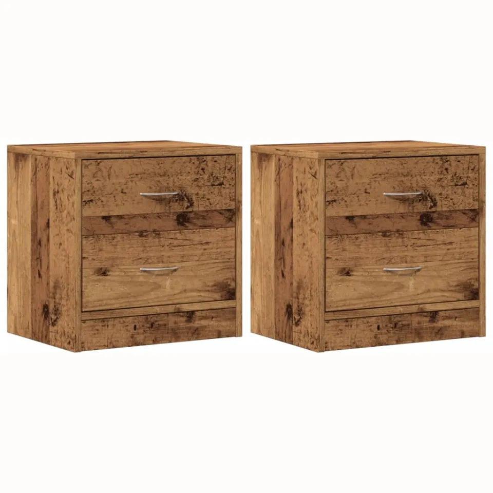 vidaXL Nachtkastjes 2 st 40x30x40 cm bewerkt hout oud houtkleurig bruin, foto 3