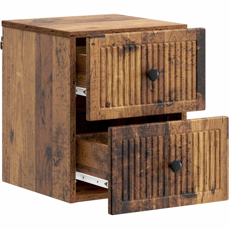 vidaXL Wandbeugel Bedkast Oud hout 33 x 34,5 x 40 cm Bewerkt hout bruin, foto 3