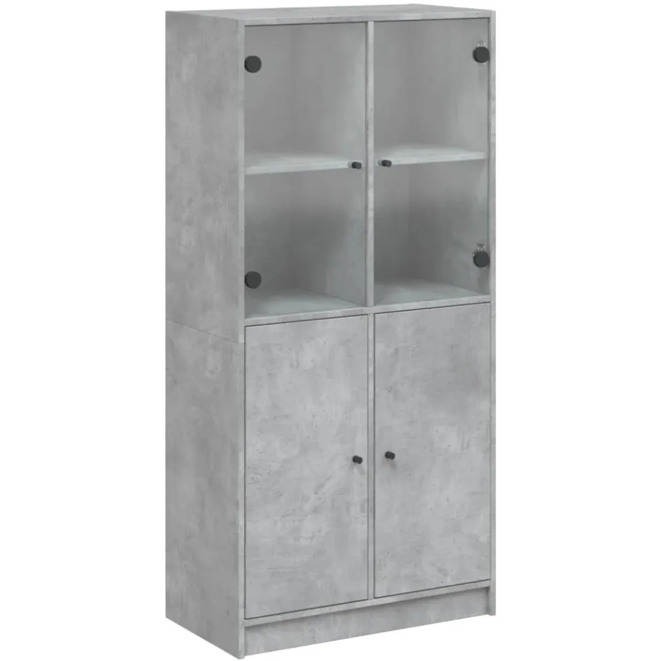 vidaXL Hoge kast met deuren 68x37x142 cm bewerkt hout betongrijs grijs, foto 3