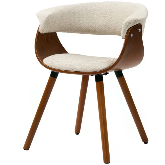 Merax Eetkamerstoel – Gestoffeerde Keukenstoel met Rugleuning – Linnenlook Bekleding – Houten Poten – Comfortabele Designstoel voor Eetkamer – Keuken – Woonkamer – Beige