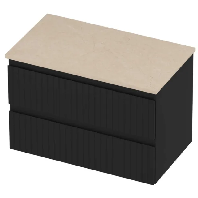 Proline Deck Badmeubelset Hardsteen Symmetrisch Gefreesd 80x46x55 cm Sand Stone Mat Zwart