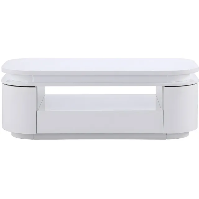 Vente-unique Salontafel met 4 kasten en 1 lade - leds - MDF - Witgelakt - VANDANA