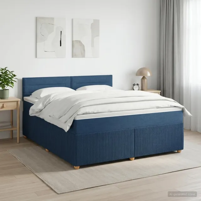 vidaXL Boxspringbed met matras met hoofdeinde Blauw 160 x 200 cm Stof