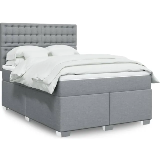 vidaXL Boxspring met matras stof lichtgrijs 160x200 cm grijs