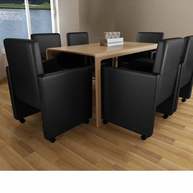 vidaXL Eetkamerstoelen 6 st kunstleer zwart