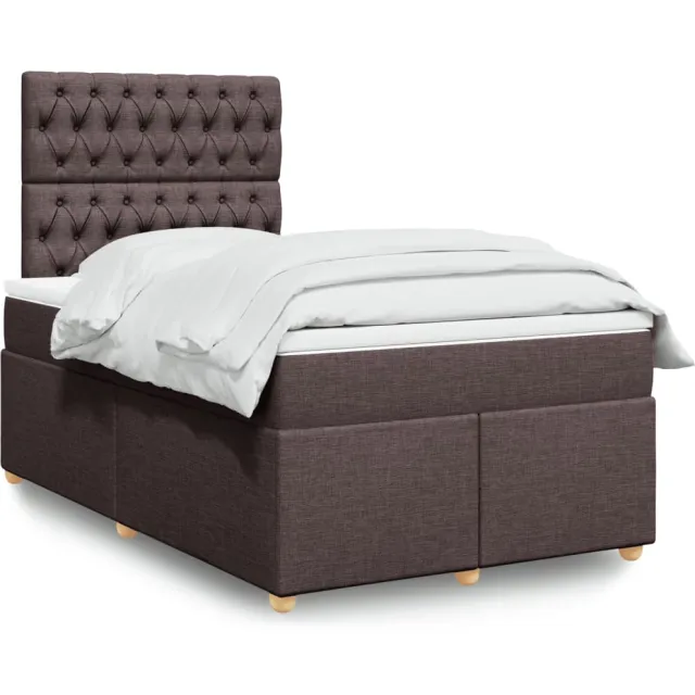 vidaXL Boxspring met matras stof donkerbruin 120x200 cm bruin